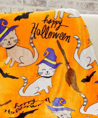 Ultra Soft Microplush Throw Blanket with Halloween Cat