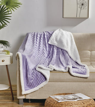 Corduroy Sherpa Throw 50x60 - Lilac