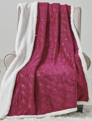 Louvre Sherpa Throw 50x60 - Burgundy