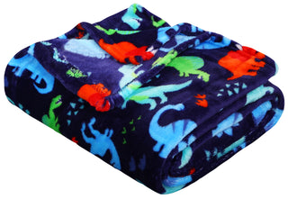 Ultra Soft Microplush Throw Blanket with Colorful Dinosaur