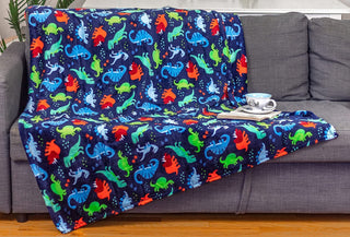 Ultra Soft Microplush Throw Blanket with Colorful Dinosaur