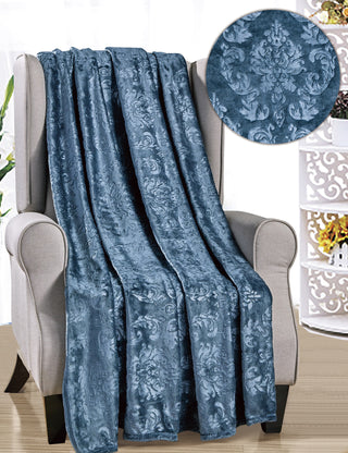 Embossed Versailles Throw 50x60 - Oxford Blue