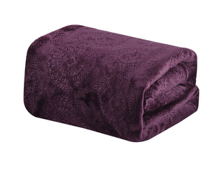 Embossed Caesar Throw 50x60 - Plum