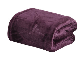 Embossed Eiffel Tower Throw 50x60 - Plum