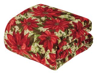 Ultra Soft Microplush Throw Blanket with Poinsettia