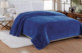 Popcorn Microplush Blanket - Queen - Navy