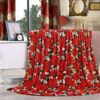 Ultra Soft Microplush Throw Blanket with Poinsettia
