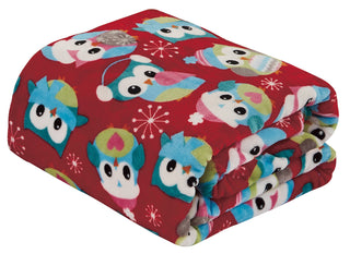 Holiday Owl Microplush Throw Blanket
