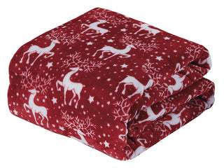 Ultra Soft Microplush Throw Blanket with Red Reindeer