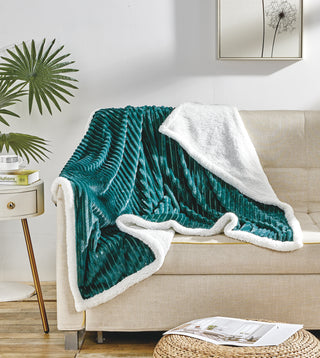 Corduroy Sherpa Throw 50x60 - Teal
