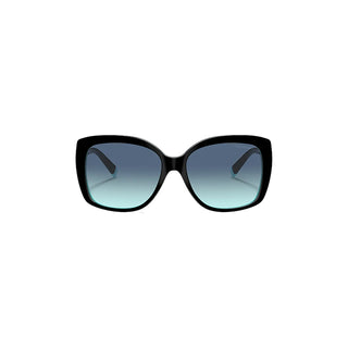 Experience the allure of Tiffany with the Classic Square Sunglasses, featuring premium black oversized acetate frames and Tiffany blue gradient lenses. The slightly curved bridge adds a layer of sophistication, keeping the focus entirely on these stunning sunglasses against a pristine white background.