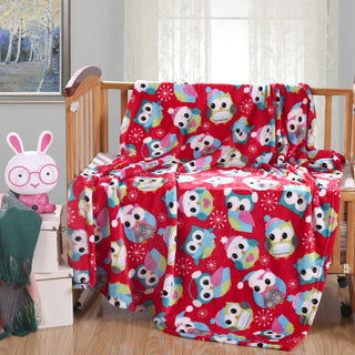 Holiday Owl Microplush Throw Blanket