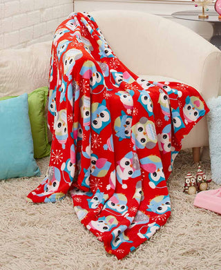 Holiday Owl Microplush Throw Blanket