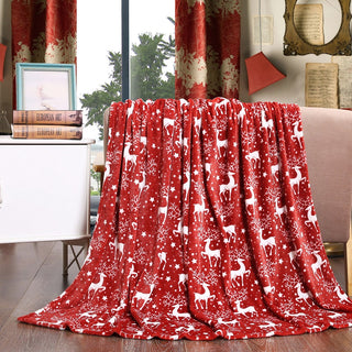 Ultra Soft Microplush Throw Blanket with Red Reindeer